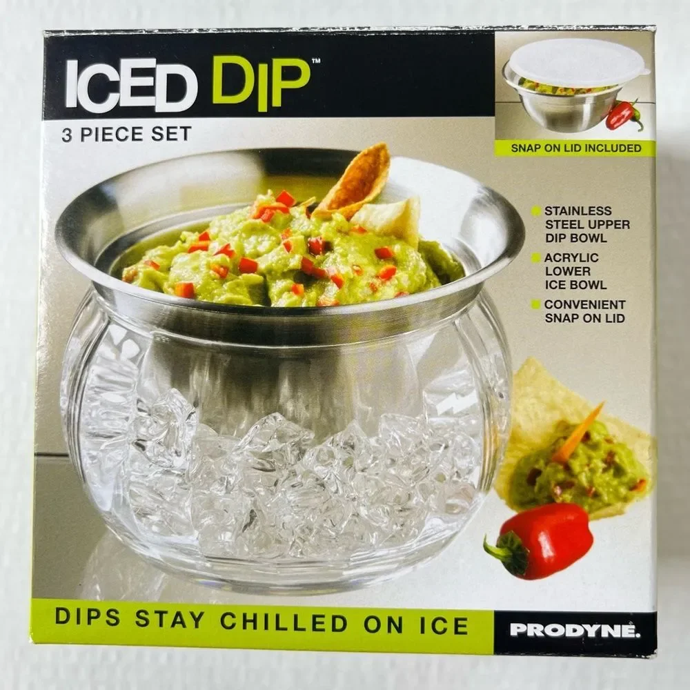 Prodyne Iced Dip 3 Piece Iced Stainless Steel & Acrylic Dip Cup With Lid
